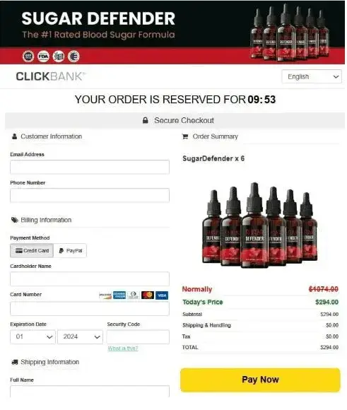 100% Secure Checkout - Sugar Defender Payment Gateway